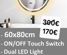 LED Bathroom Mirror Dual LED Time Temperature Demister Makeup