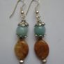 Gemstone earrings, Drop earrings, Jewellery, Gift. Aquamarine, Agate Image 2