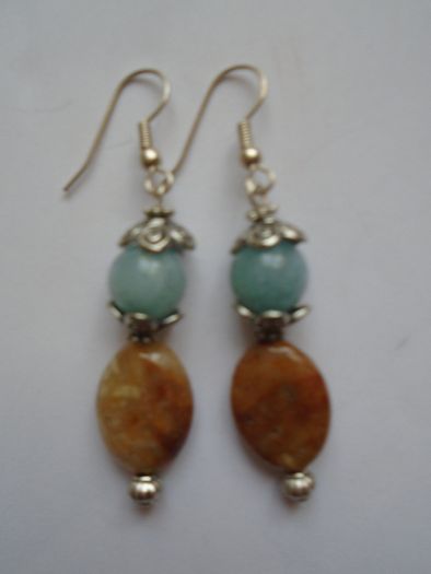 Gemstone earrings, Drop earrings, Jewellery, Gift. Aquamarine, Agate