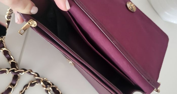 Accessorize burgundy velvet gold stud and chain bag - Rrp 50