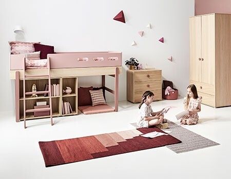 Flexa Popsicle Convertible Bed  Mid-Height or Standard Height (Pink/Oak)