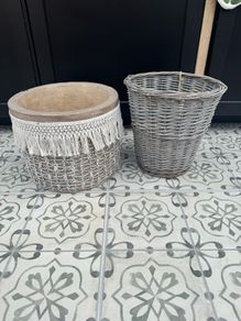 plant pot and wicker basket