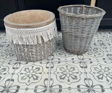 plant pot and wicker basket