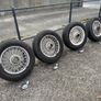 4 complete mgb wire wheel spokes white coating + AvonZT7 Tyres and 4 original chrome spinners Image 4
