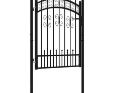 Fence Gate with Spear Top Black 103x125 cm