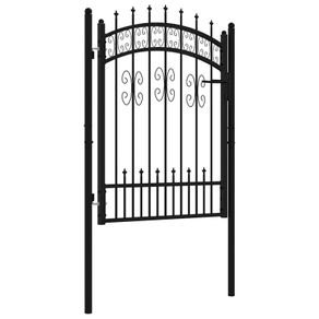 Fence Gate with Spear Top Black 103x125 cm