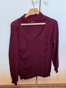 Burgundy Cut-Out Knit Jumper