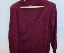 Burgundy Cut-Out Knit Jumper