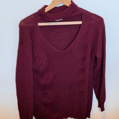 Burgundy Cut-Out Knit Jumper