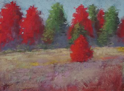 Autumn Landscape Scene in soft pastel