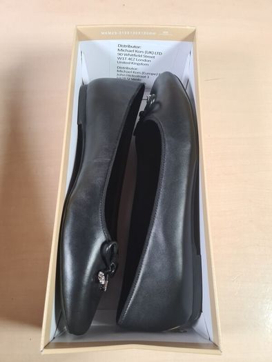 Womens Michael Kors Nori Flat Black Leather Ballet Pumps Slip On Shoes Size Uk 8 Eu 40-41 Brand New In Box