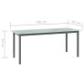Garden Table Light Grey 190x90x74 cm Aluminium and Glass Image 5