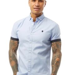 Police Shirt Blue Muscle Fit Xxl