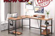NEW SALE | Computer desk, L-shaped Corner Desk with 2-Layer Storage,Large PC Laptop Table with Monitor Stand