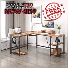 NEW SALE | Computer desk, L-shaped Corner Desk with 2-Layer Storage,Large PC Laptop Table with Monitor Stand