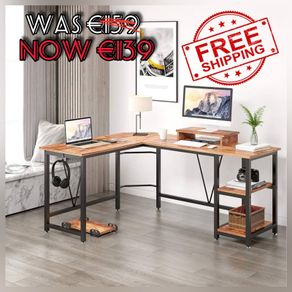 NEW SALE | Computer desk, L-shaped Corner Desk with 2-Layer Storage,Large PC Laptop Table with Monitor Stand