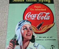 Vintage Coca-Cola Sends Thirst Flying Metal Sign