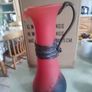 Vintage from the 1990s  Vintage tall heavy Franz Caffrey Aqua Single Handle vessel with copper relief vase/red flower vase/irish artist/irish sculpture Image 5