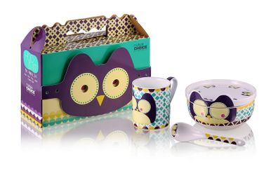 Children Breakfast Set Owl 4pc Porcelain