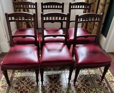 Six oak dining chairs set Victorian antique