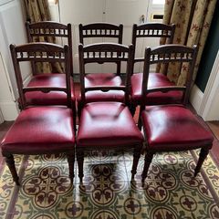 Six oak dining chairs set Victorian antique