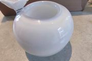 Vase Murano Glass Style Small Round White With Flower Attached 5.5 HX5 W INCHES.