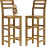 Set of 4 Bar Stools with Backrest Solid Acacia Wood Optimal Seat Height 75 cm Footrest Kitchen Garden Bar Stool Bar Stool Image 2