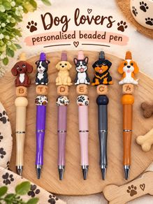 Personalised dog lover beaded pens