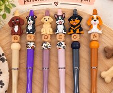Personalised dog lover beaded pens