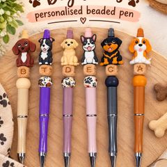 Personalised dog lover beaded pens