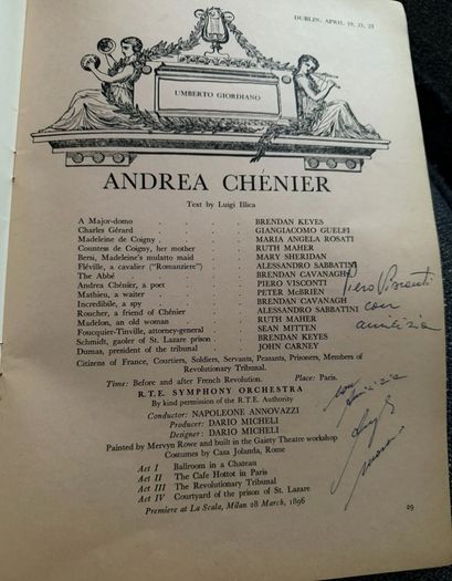 Dublin Grand Opera Society Spring Season 1976 Souvenir Programme  Signed with Autographs