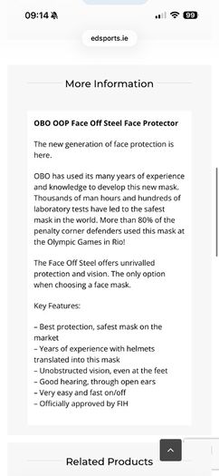 OOP Face Off Steel Face Protector Hockey