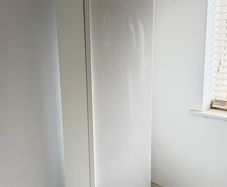 IKEA GODMORGON tall gloss white cabinet with glass shelves, 192cm