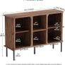 Sideboard Buffet Cabinet Storage with Sliding Door Cupboard, Walnut Image 2