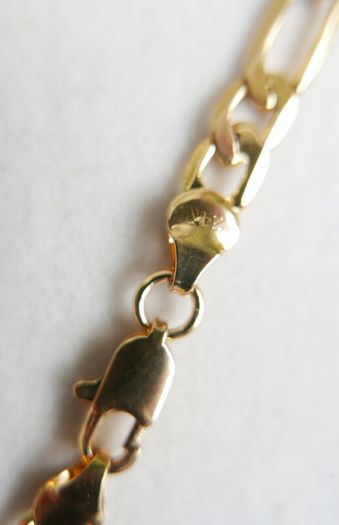 MEN'S 24ct Yellow Gold Plated Figaro Chain Necklace length 19"