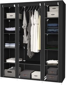 Canvas Fabric Wardrobe MAXI 175 x 150 x 45 cm with Hanging Rail - FREE DELIVERY NATIONWIDE