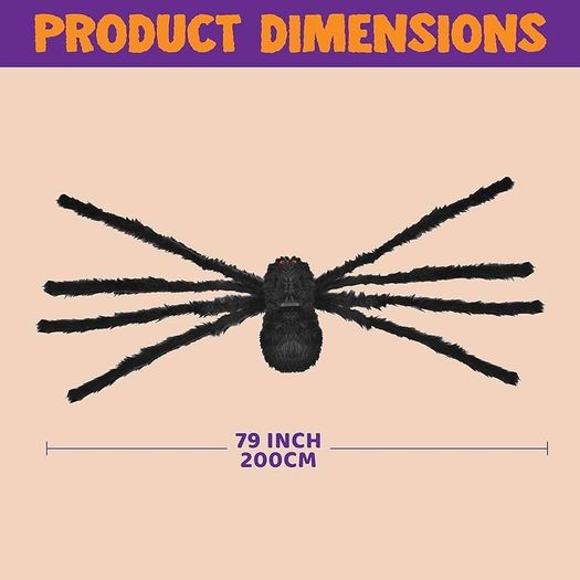 6.5ft Halloween Hairy Spider Outdoor Decorations,Light-up LED Eyes Scary Giant Spider Fake Large Spider Hairy Spider Props for Halloween Yard Decorations Party Outdoor and Outdoor Decor, Black