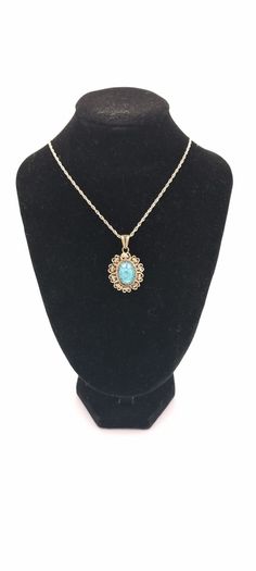 925 vintage sterling silver necklace and 800 silver turquoise pendant