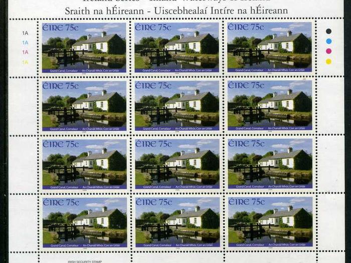 2006 Ireland Inland Waterways Commemorative Stamp Sheetlet Plate 1A1A1A1A Mint Never Hinged (MNH)