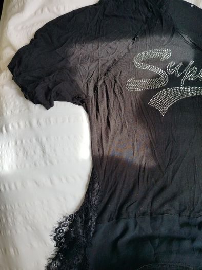 Black Sheer T-Shirt Superstar Print Casual