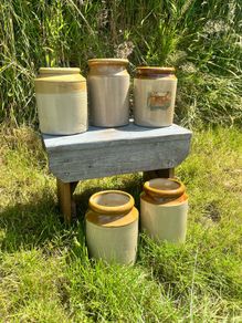 Old Stoneware Pots x5