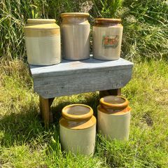 Old Stoneware Pots x5