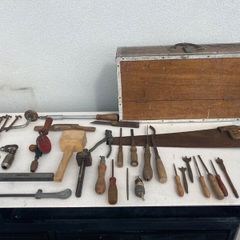 Antique 1950s Carpenters Toolbox & Full Tool Set