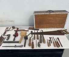 Antique 1950s Carpenters Toolbox & Full Tool Set