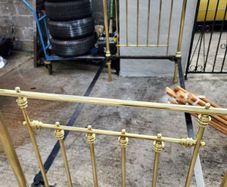 19th Cent three foot wide all brass bed . polished.
