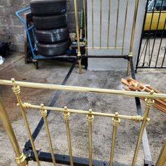 19th Cent three foot wide all brass bed . polished.