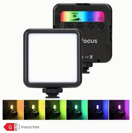 Portable RGB Video Soft Light - LED Camera Light 360 Full Color, Dimmable 2500-7000K Panel Light with Cold Shoe Interfaces, Rechargeable