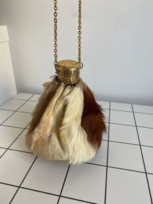 Vintage Accordion Gate Top Bag Expandable Real Fur