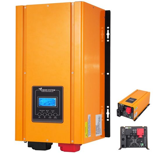 Power Inverter 3KW DC 12V to AC 230V Pure Sine Wave Off Grid LCD Display Built-in Battery Charger