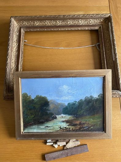 Small 19th Century Oil on Canvas in Gilt Frame